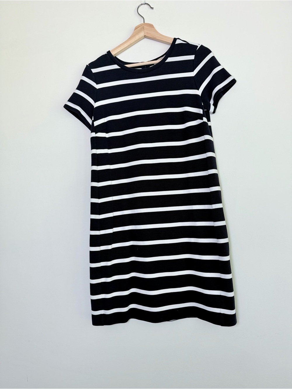 LOFT Navy & White Striped T-Shirt Shift Dress | Size Medium